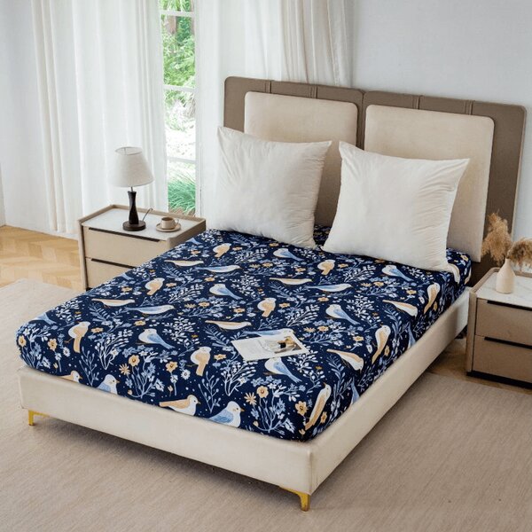 Mikroszálas lepedő DENIM BIRDS kék 90x200 cm