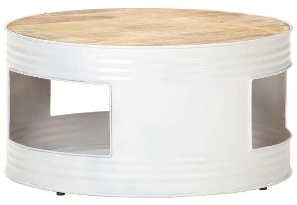 Fehér tömör mangófa dohányzóasztal 68 x 68 x 36 cm
