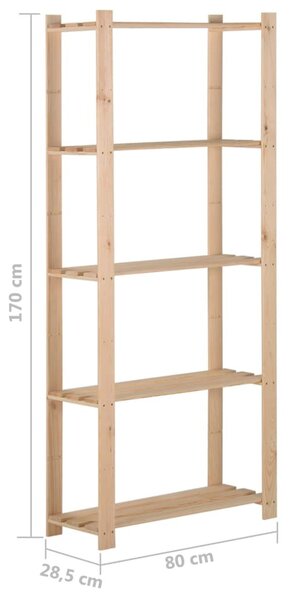 5 szintes tömör fenyőfa tárolóállvány 80 x 28,5 x 170 cm