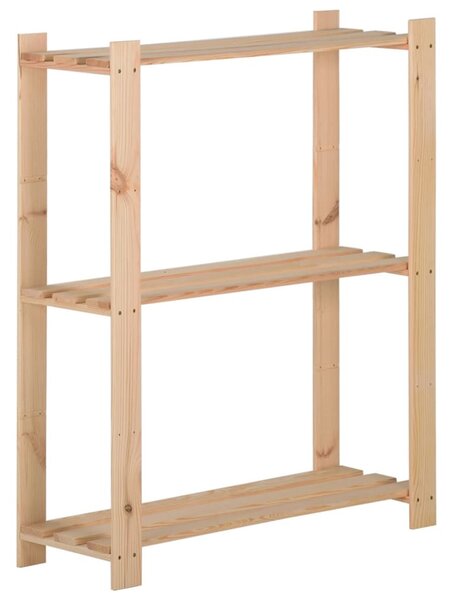 3 szintes tömör fenyőfa tárolóállvány 60 x 28,5 x 90 cm