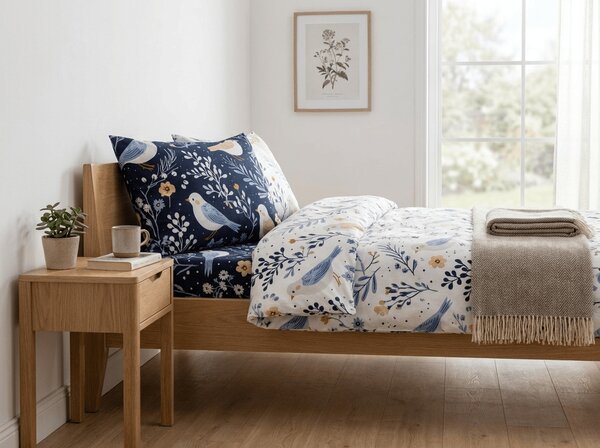 Mikroszálas párnahuzat DENIM MADARAK 50x70 cm, kék