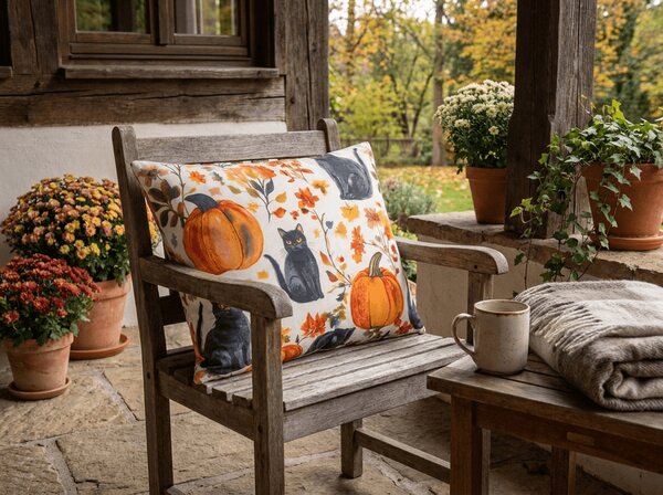 Mikroszálas párnahuzat CATS AND PUMPKINS 50x70 cm, színes kivitel