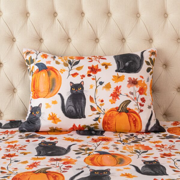 Mikroszálas párnahuzat CATS AND PUMPKINS 50x70 cm, színes kivitel