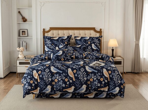 Mikroszálas ágyneműhuzat DENIM BIRDS kék Ágyneműhuzat mérete: 70 x 90 cm | 140 x 200 cm