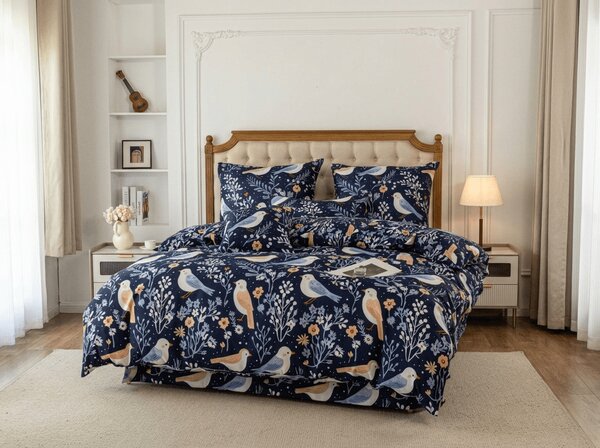 Mikroszálas ágyneműhuzat DENIM BIRDS kék Ágyneműhuzat mérete: 70 x 90 cm | 140 x 200 cm