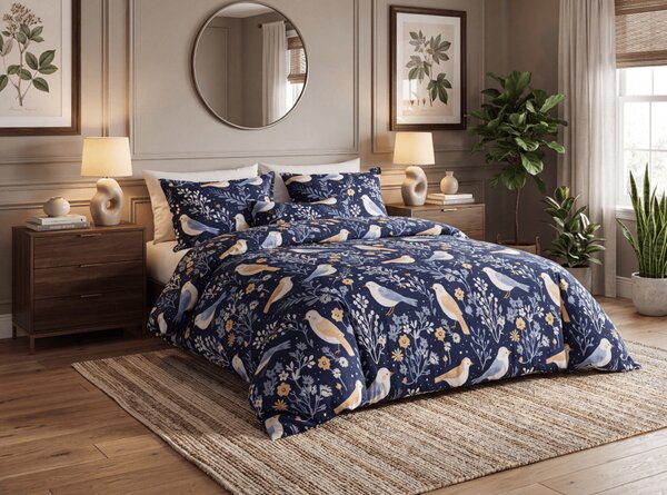 Mikroszálas ágyneműhuzat DENIM BIRDS kék Ágyneműhuzat mérete: 70 x 90 cm | 140 x 200 cm