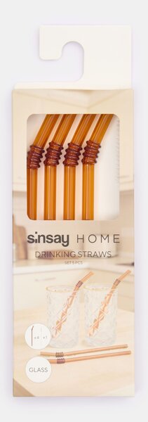 Sinsay - Üveg szívószál készlet tisztítókefével 5 pack - többszínű