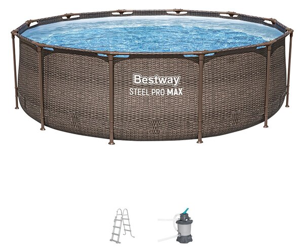 Bestway MYKONOS LUX homokszűrős vízforgatóval rattan hatású fémvázas medence szett 366 x 100 cm