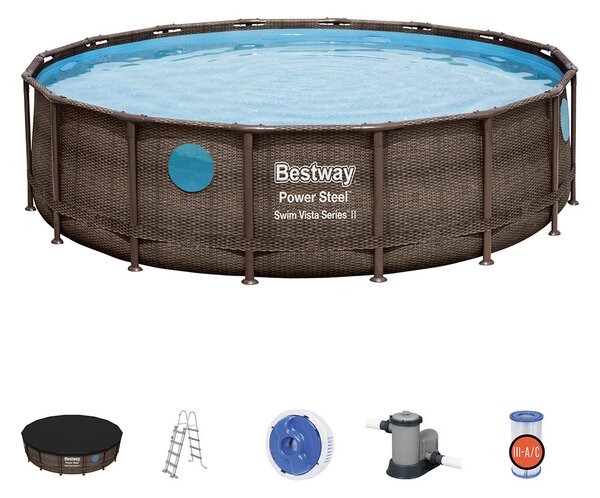 Bestway BORA BORA rattan hatású fémvázas medence szett 549 x 122 cm