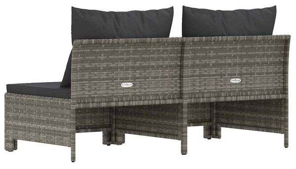 2 személyes szürke polyrattan kerti kanapé párnákkal