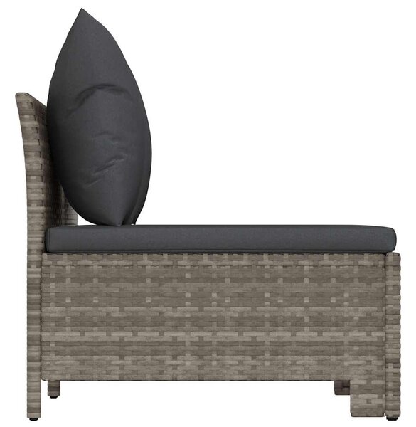 2 személyes szürke polyrattan kerti kanapé párnákkal