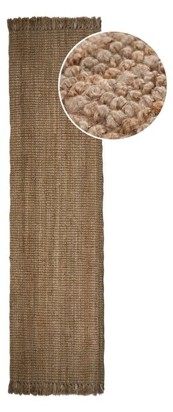 Natúr színű kézi szövésű juta futószőnyeg 60x150 cm Jute Boucle – Flair Rugs