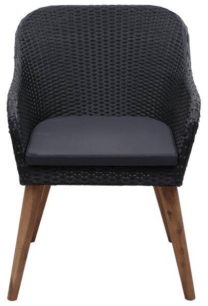 2 db fekete polyrattan kültéri szék párnával