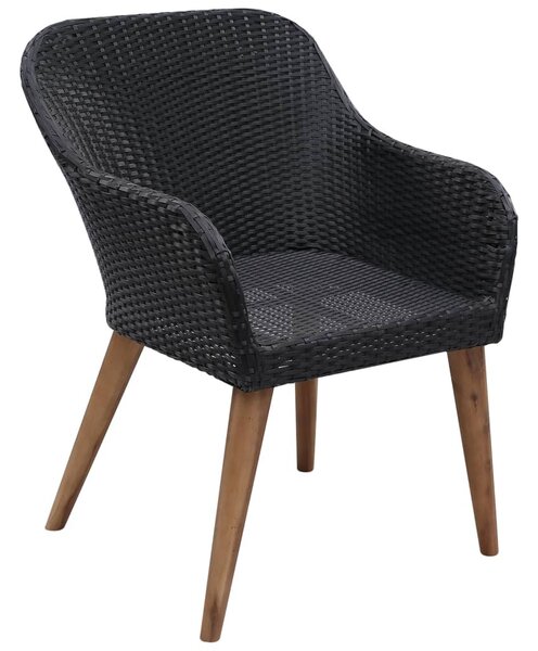 2 db fekete polyrattan kültéri szék párnával
