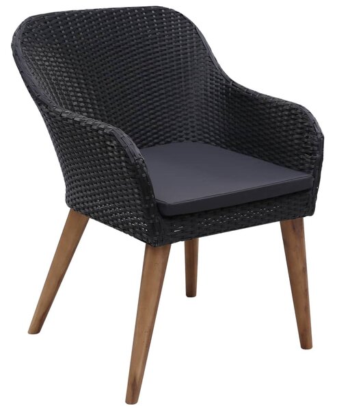 7 részes fekete polyrattan kerti étkezőgarnitúra