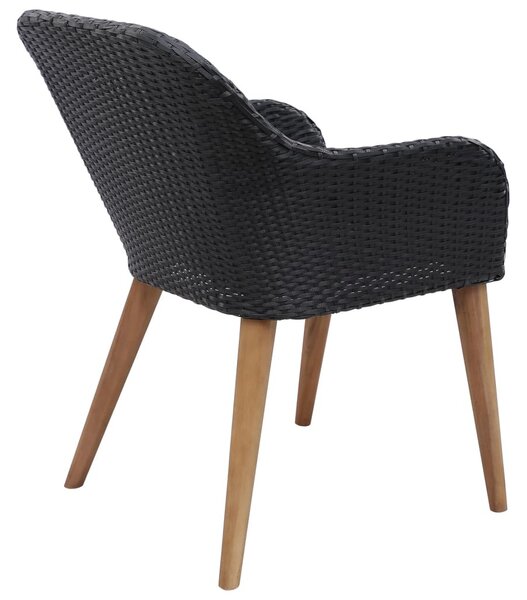 2 db fekete polyrattan kültéri szék párnával