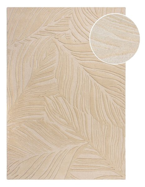 Lino Leaf bézs gyapjú szőnyeg, 120 x 170 cm - Flair Rugs