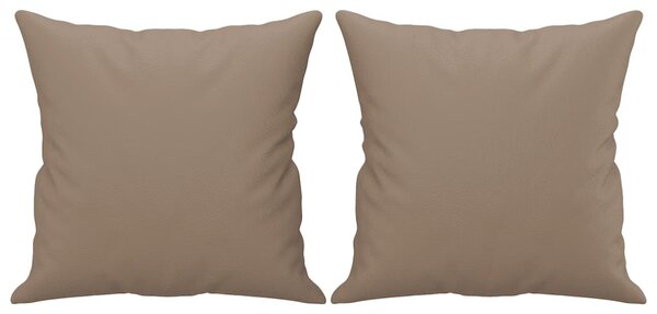 2 személyes cappuccino színű műbőr kanapé díszpárnákkal 140 cm