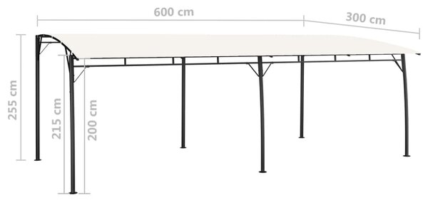 Krémszínű kerti napellenző 6 x 3 x 2,55 m