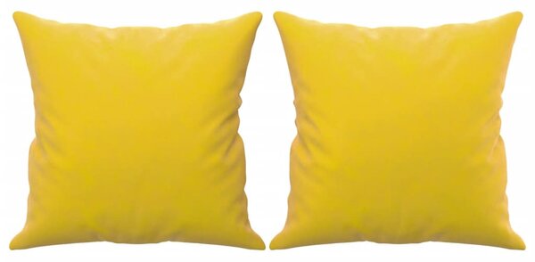 2 személyes sárga bársony kanapé díszpárnákkal 140 cm
