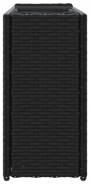Fekete polyrattan kerti ültetőláda 2 cseréppel 90x20x40 cm