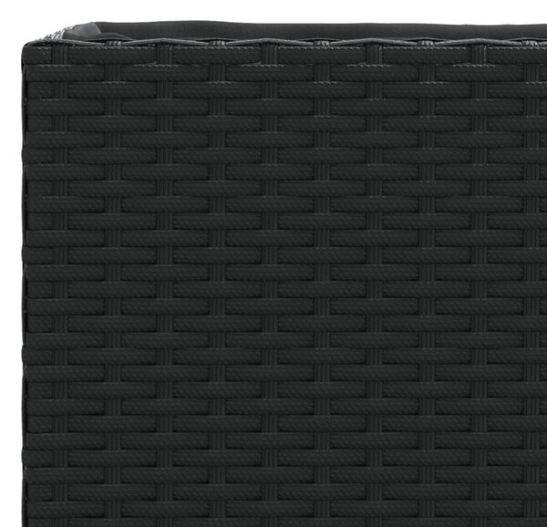 Fekete polyrattan kerti ültetőláda 2 cseréppel 72x30x32 cm