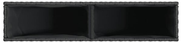 Fekete polyrattan kerti ültetőláda 2 cseréppel 90x20x40 cm
