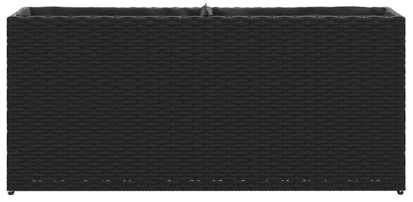 Fekete polyrattan kerti ültetőláda 2 cseréppel 90x20x40 cm