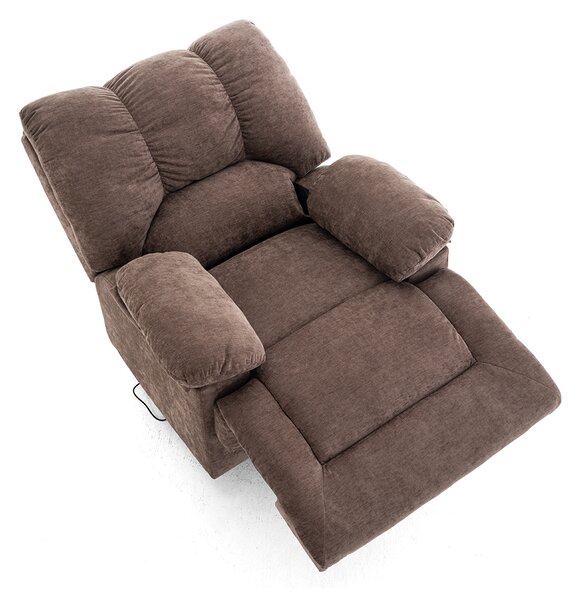 Elektromos relax fekvőfotel barna zsenília szövet (JN-D8118A30)
