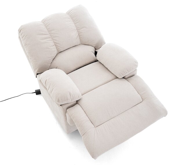 Elektromos relax fekvőfotel bézs zsenília szövet (JN-D8118A30)