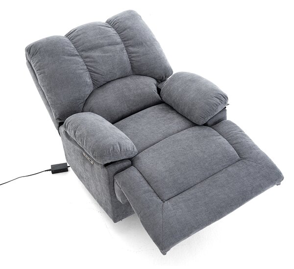 Elektromos relax fekvőfotel szürke zsenília szövet (JN-D8118A30)