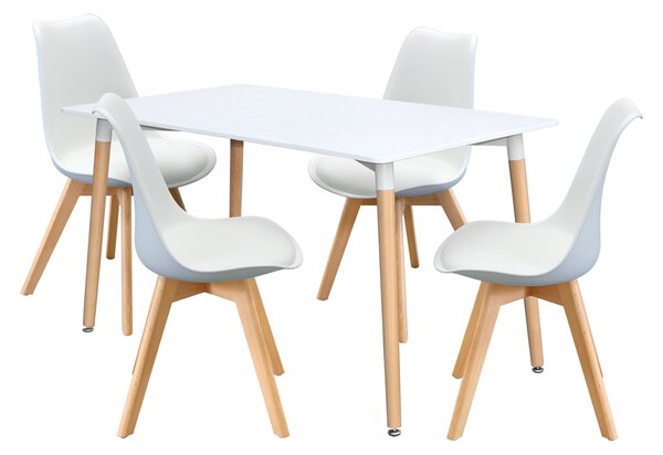 Étkezőasztal 140x90 QUATRO fehér + 4 szék QUATRO fehér