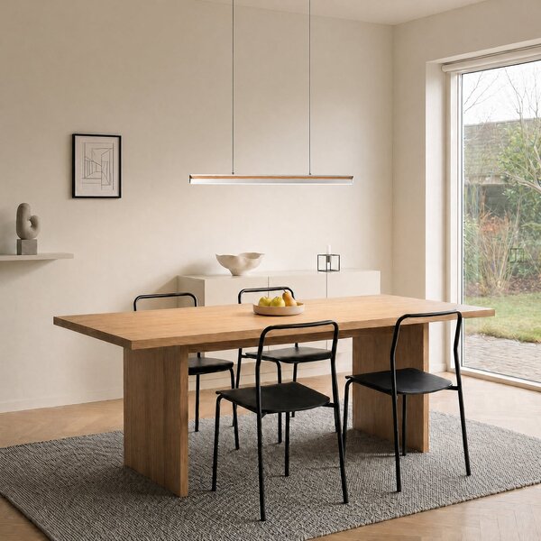 Függőlámpa Lucande, Lutana, dimmable, Fa, Étkező, Fém, Modern