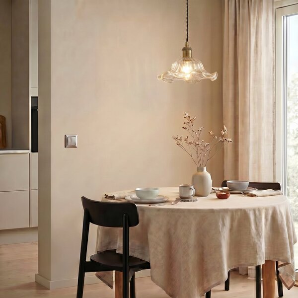 Függőlámpa Lindby, Ludowika, dimmable, Átlátszó, Étkező, Üveg, Antik