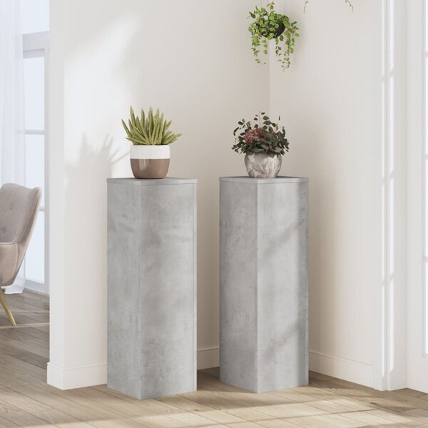 2 db betonszürke szerelt fa növénytartó állvány 25 x 25 x 80 cm