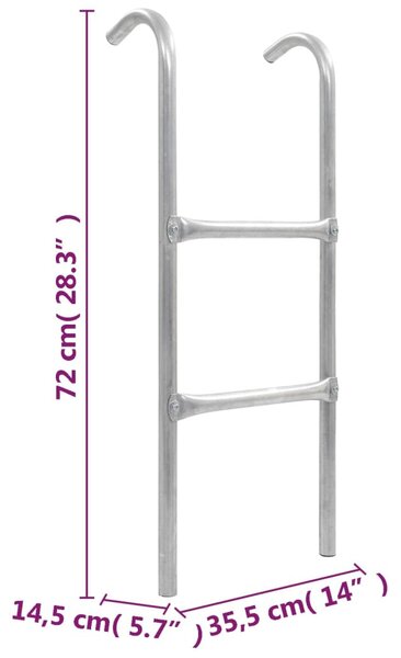92408 2 fokos ezüstszínű acél trambulin létra 72 cm (65 cm magashoz alkalmas)