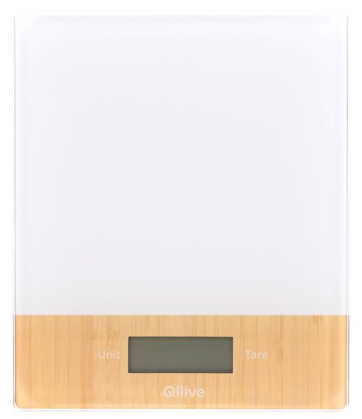 Qilive 600152125 elektromos konyhai mérleg wood&white