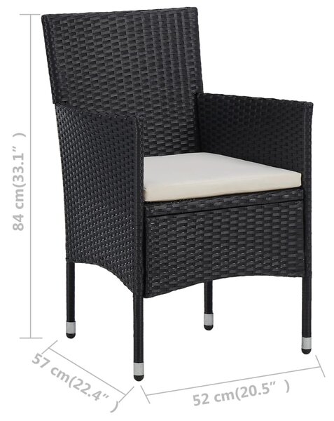 2 db fekete polyrattan kerti szék