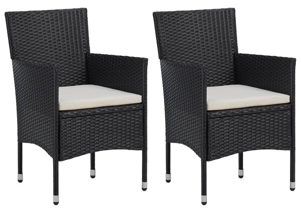 2 db fekete polyrattan kerti szék