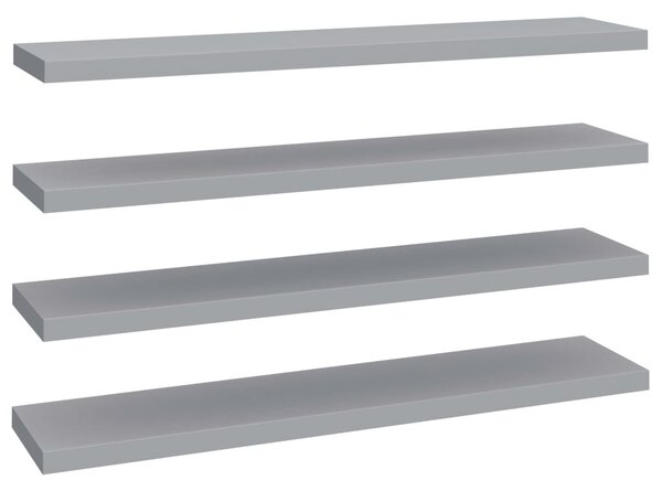 2 db szürke MDF lebegő fali polc 120 x 23,5 x 3,8 cm