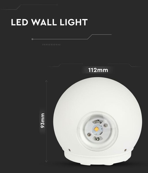 V-TAC 6W kültéri, fehér, fali LED lámpa természetes fehér - SKU 8302