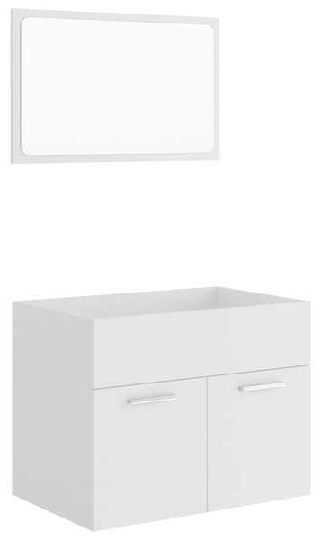 2 részes fehér szerelt fa fürdőszobai bútorszett