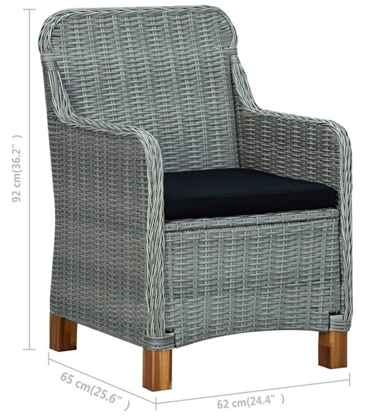 2 db világosszürke polyrattan kerti szék párnával