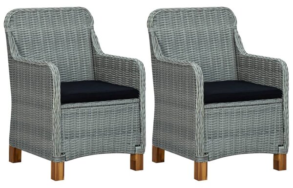 2 db világosszürke polyrattan kerti szék párnával