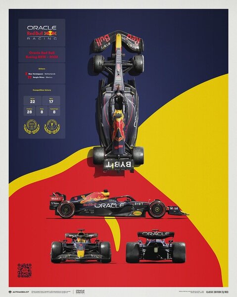 Oracle Red Bull Racing - RB18 Blueprint Festmény reprodukció, (40 x 50 cm)