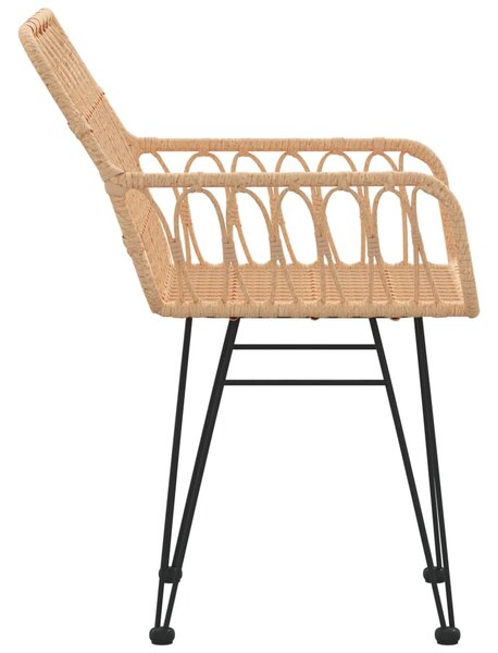 2 db fekete PE rattan karfás kerti szék 56 x 64 x 80 cm