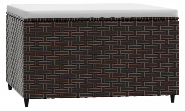 2 db barna polyrattan kerti lábtartó párnával