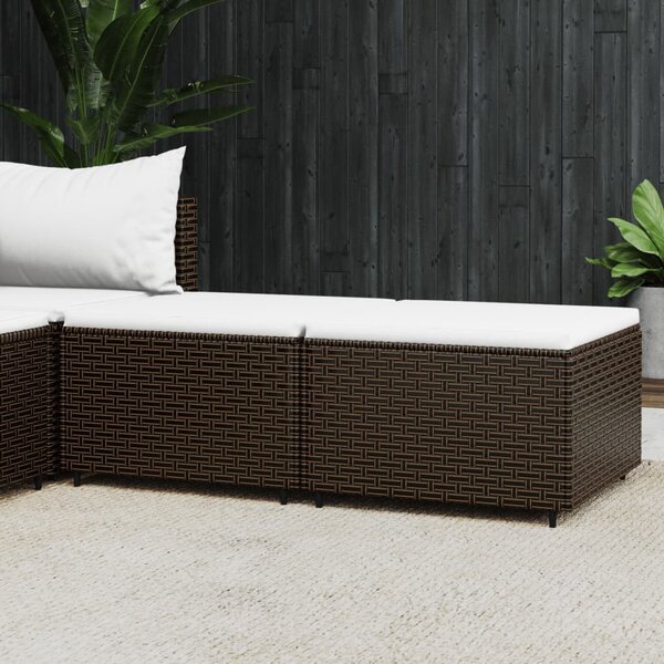 2 db barna polyrattan kerti lábtartó párnával