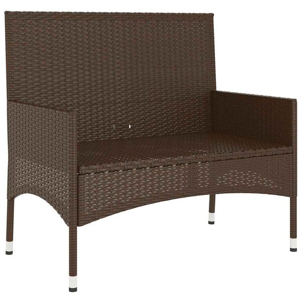 2 személyes barna polyrattan kerti kanapé párnával