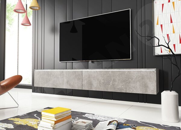 TV asztal/szekrény Dilune 180 (smart beton) (fehér LED világítás)